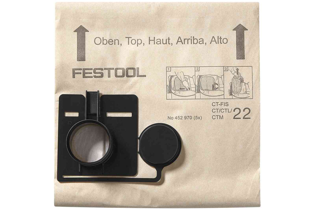 Festool 452970 Filter Bag CT22,  5-pack