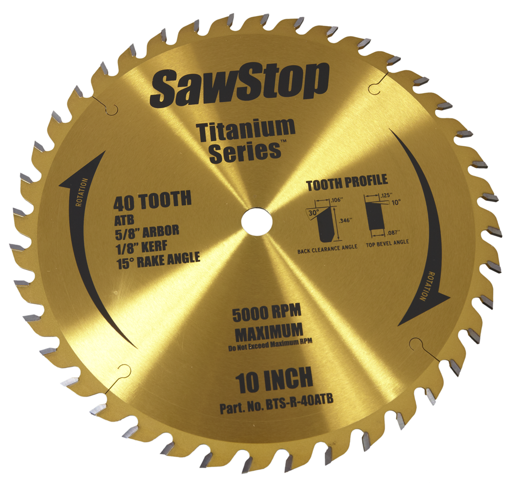 SawStop BTS-R-40ATB Titanium Series 40-Tooth Combination Blade